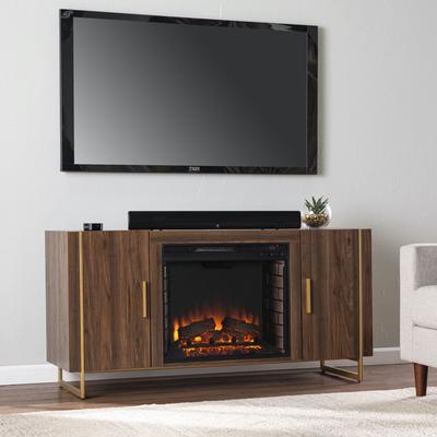 Dashton Electric Fireplace W Media Storage by SEI Furniture in Brown