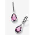 Women's Sterling Silver Drop Earrings Pear Cut Simulated Birthstones by PalmBeach Jewelry in June