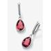 Women's Sterling Silver Drop Earrings Pear Cut Simulated Birthstones by PalmBeach Jewelry in July