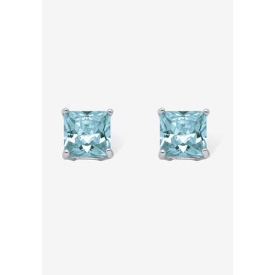 Women's Sterling Silver Stud Princess Cut Simulated Birthstone Stud Earrings by PalmBeach Jewelry in December