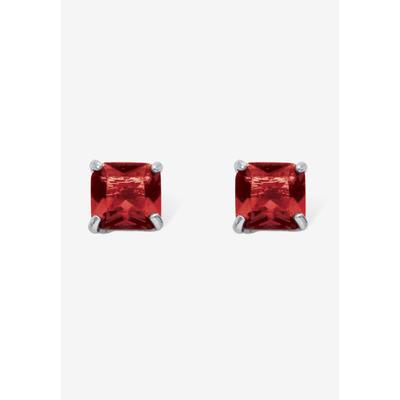 Women's Sterling Silver Stud Princess Cut Simulated Birthstone Stud Earrings by PalmBeach Jewelry in July