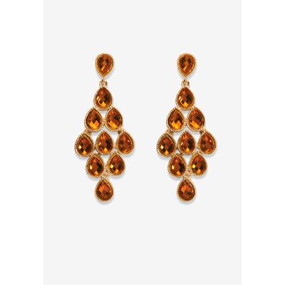 Women's Gold Tone Pear Cut Simulated Birthstone Earrings by PalmBeach Jewelry in November