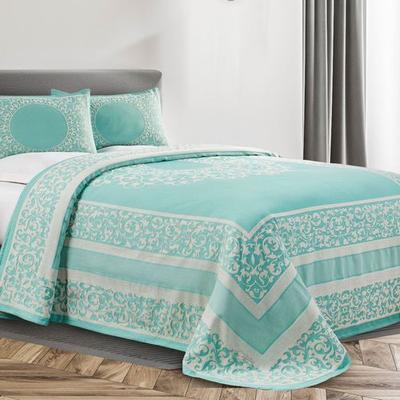 Lyron Bedspread Set, Queen, Turquoise