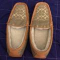 Coach Shoes | Authentic Coach Monica Slippers Sz 4 M Leather Logo Wool Moccasins Shoes/Slipper | Color: Gold/Tan | Size: 4g