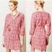 Anthropologie Dresses | Maeve Shirt Dress Sz S Women Ikat Frequencies Crew Neck 3/4 Sleeve Button Front | Color: Pink/White | Size: S