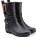 Burberry Shoes | (1547) Burberry Black Mid Calf Buckle Rubber Rain Boots Women’s Size 9.5 | Color: Black | Size: 9.5