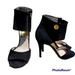 Michael Kors Shoes | Michael Kors 4" Black Suede Sandals Peep Toe Heels With Ankle Strap& Logo Siz 6. | Color: Black | Size: 6