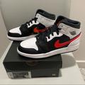 Nike Shoes | 2021 Nike Air Jordan 1 Mid 'Chile Red' Size 5y Or 6.5 Women | Color: Black/Red | Size: 6.5