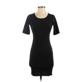 Forever 21 Cocktail Dress - Bodycon Crew Neck Short Sleeve: Black Solid Dresses - Women's Size Small