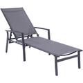 Naples Adjustable Sling Chaise in Gray Sling and Gray Frame - Hanover NAPLESCHS-GRY