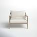 Joss & Main Alvana Teak Armchair w/ Cushions Wood in Brown/White | 30 H x 33 W x 34.25 D in | Outdoor Furniture | Wayfair