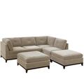 Brown Sectional - Latitude Run® 134" Wide Chenille Reversible Modular Sofa & Chaise w/ Ottoman Chenille, Linen | 35 H x 104 W x 104 D in | Wayfair