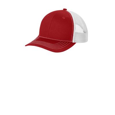 Port Authority YC112 Youth Snapback Trucker Cap in Flame Red/White size OSFA | Cotton
