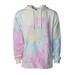 Independent Trading Co. PRM4500TD Midweight Tie-Dyed Hooded Sweatshirt in Tie Dye Sunset Swirl size Large | Cotton/Polyester Blend