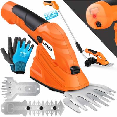 Kesser - masko® Grasschere Strauchschere Set mit Akku 7,2V 2000mA/h + Ladegerät + Handschuhe Image