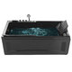 Whirlpool-Badewanne Schwarz Acryl 169 cm Rechteckig Rechtsseitig mit LED Farblichttheraphie Armatur Kopfstütze Modern Bad Badausstattung