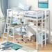 Costway Twin Size Loft Bed w/ Desk & Shelf 2 Ladders & Guard Rail for