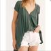 Free People Tops | Free People Highland Smocked Shoulder Top | Color: Green | Size: Xs