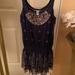 Free People Dresses | Free People Navy Blue + Tan Boho Mini Dress/Top-Nwt-Size 0 | Color: Blue | Size: 0