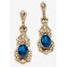 Women's Gold Tone Antiqued Oval Cut Simulated Birthstone Vintage Style Drop Earrings by PalmBeach Jewelry in September