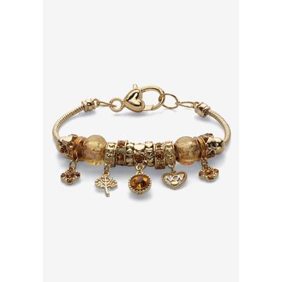 Women's Goldtone Antiqued Birthstone Bracelet (13mm), Round Crystal 8 inch Adjustable by PalmBeach Jewelry in November