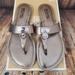 Michael Kors Shoes | Michael Kors Hamilton Lock Sandal In Metallic Leather Sandals. | Color: Silver | Size: 6