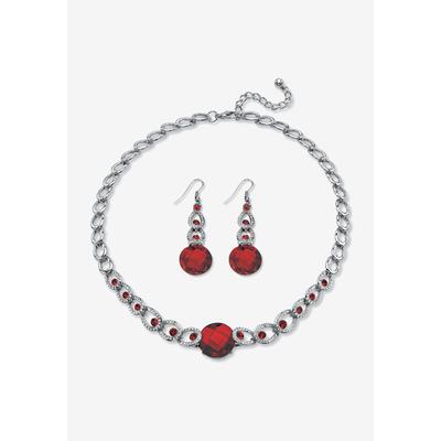 Women's Silver Tone Collar Necklace and Earring Set, Simulated Birthstone by PalmBeach Jewelry in January