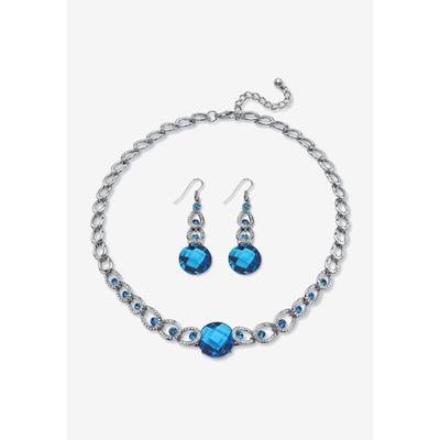 Women's Silver Tone Collar Necklace and Earring Se...