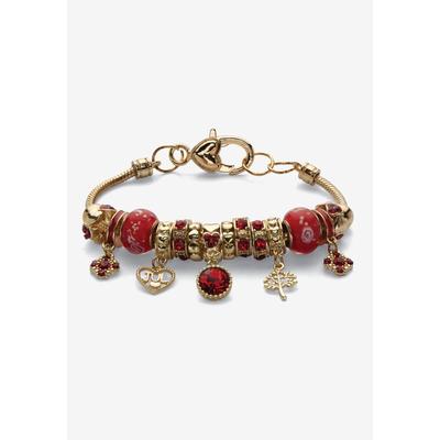 Women's Goldtone Antiqued Birthstone Bracelet (13mm), Round Crystal 8 inch Adjustable by PalmBeach Jewelry in July