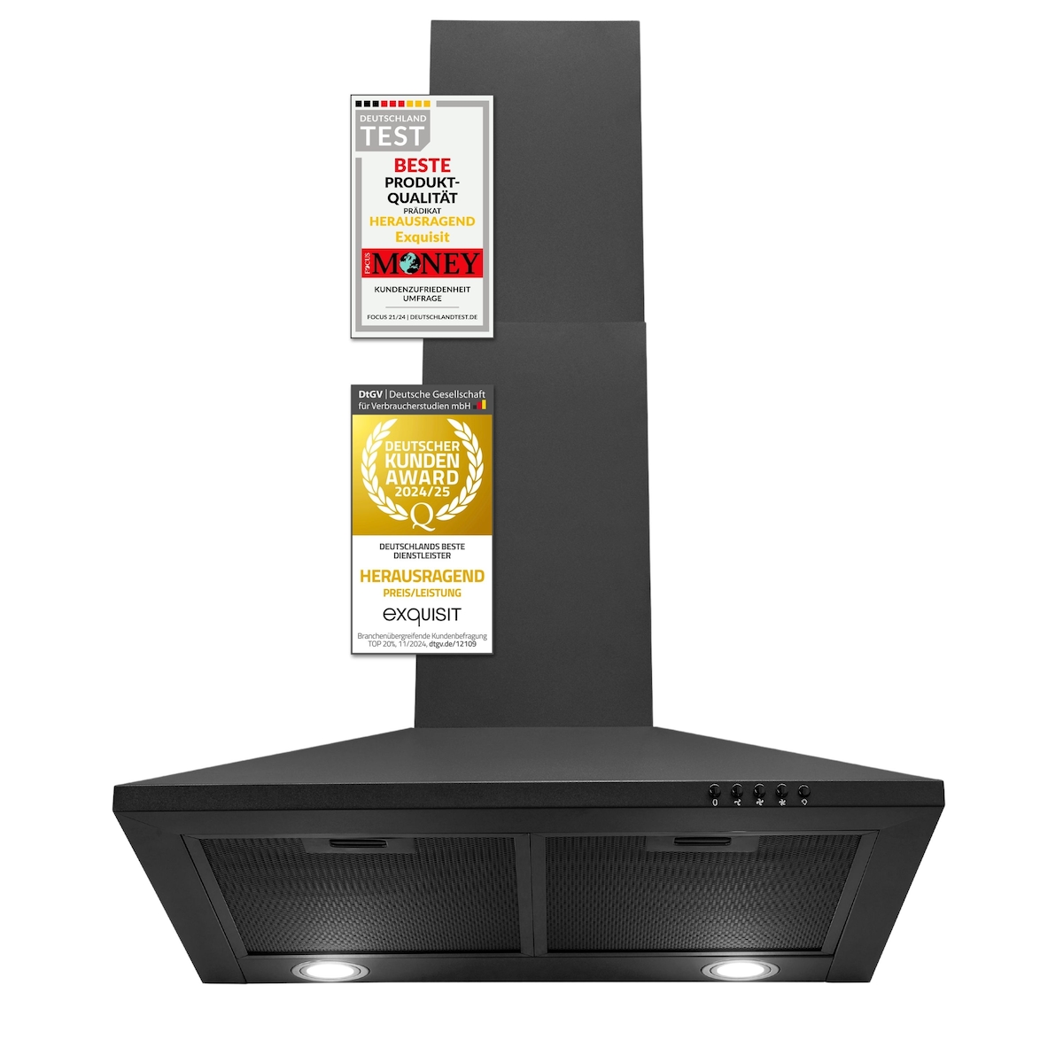 Exquisit Kamin-Dunstabzugshaube, 60cm Breite, Umluft, Abluft, 68 Watt, KH 60-8.3 inox Image