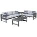 Signature Design by Ashley Amora Outdoor Sofa & Loveseat w/ Coffee Table & 2 End Tables Plastic in Gray | 33.25 H x 79.25 W x 30.5 D in | Wayfair