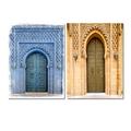 Latitude Run® Traditional Moroccan Ancient Wooden Entry Door - Traditional Art Set Of 2 Pieces Metal in Blue | 40 H x 60 W x 1.5 D in | Wayfair