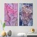 Everly Quinn Pink & Purple Marble Landscape - Modern Art Set Of 2 Pieces Canvas in Indigo/Pink | 20 H x 24 W x 1 D in | Wayfair