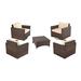 Latitude Run® 360 Degree Glider Chair (Set Of 4 & 1 Coffee Table) Synthetic Wicker/All - Weather Wicker/Wicker/Rattan in Brown | Outdoor Furniture | Wayfair