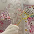 Hello Kitty-Paille à boire réutilisable en forme de chat Kt paille colorée en forme de beurre