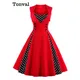 Tonval – robe élégante à pois sans manches Vintage rétro boutons taille haute robes de fête