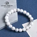 JD-Bracelet Howlite Blanc Naturel pour Femme Pierre Turquoise Perle Mode Simple Couple