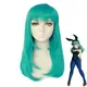 Perruque Synthétique Lisse Mi-Longue de 45cm pour Femme Anime Bulma Costume Party Vert Japonais