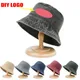 Chapeau unisexe en denim délavé avec logo personnalisé bricolage casquette Bob pliable coton