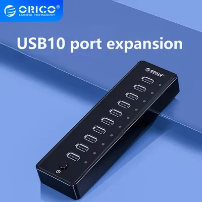ORICO – HUB USB 2.0 10 ports ABS avec adaptateur d'alimentation 12V séparateur USB haute vitesse