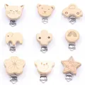 Kkd 9 – lot de 5 clips en bois Style mignon dessin animé Animal ventouse chaîne naturelle boîte