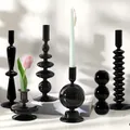 Vase à fleurs en verre noir bougeoirs pour mariage décoration de maison ci-après