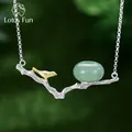 Lotus Fun – collier en argent Sterling 925 avec pendentif pour femme pierres naturelles Bijoux
