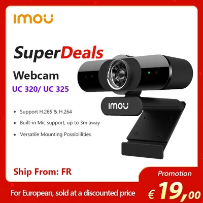 IMOU-Webcam Full HD 1080p UC320 avec microphone et autofocus pour ordinateur portable Mac et de
