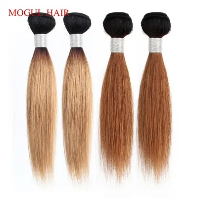 MOGUL HAIR – tissage de cheveux naturels Remy lisses indiens ombré blond miel brun foncé noir