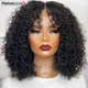 Perruque Bob Lace Front Wig naturelle crépue bouclée cheveux courts rouge cuivré brun roux