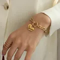 Bracelet pendentif coeur en acier inoxydable couleur or bijoux en métal accessoires de bracelet