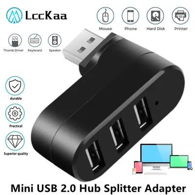 LccKaa-Mini airies USB Rotatif 2.0 Adaptateur Haute Vitesse Lecteur de Disque U Répartiteur 3