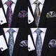 Ensemble de boutons de manchette en soie pour hommes cravate mouchoir cravate Plaid accessoires