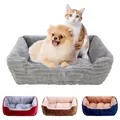 Lit pour animaux de compagnie coussin carré en peluche douce niche pour petits et moyens chiens